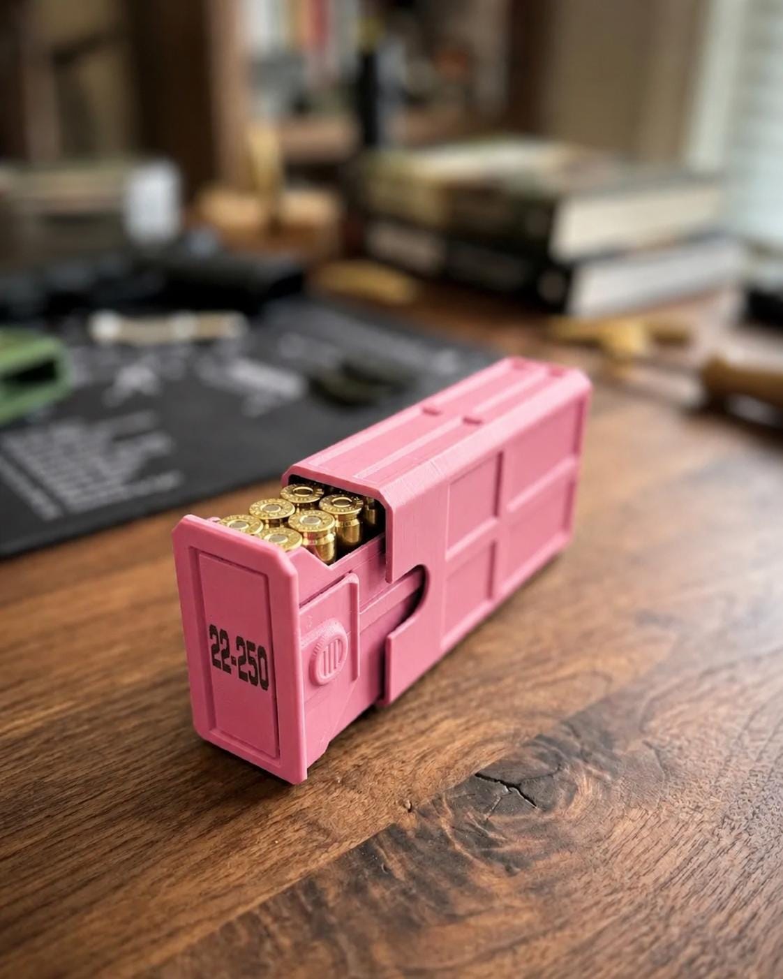 22-250 Remington Ammo Box, 20 Round Stackable Ammunition Storage Case, Custom Color Range Box and Gun Safe Organizer
