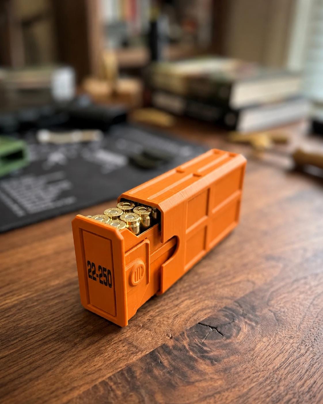 22-250 Remington Ammo Box, 20 Round Stackable Ammunition Storage Case, Custom Color Range Box and Gun Safe Organizer
