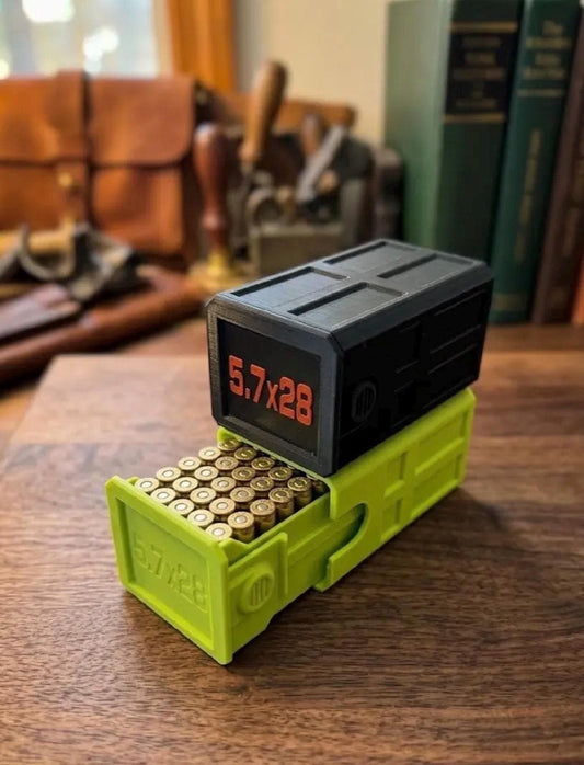 5.7x28 FN 50 Round Ammo Box – Stackable, Dual Latch Storage Case