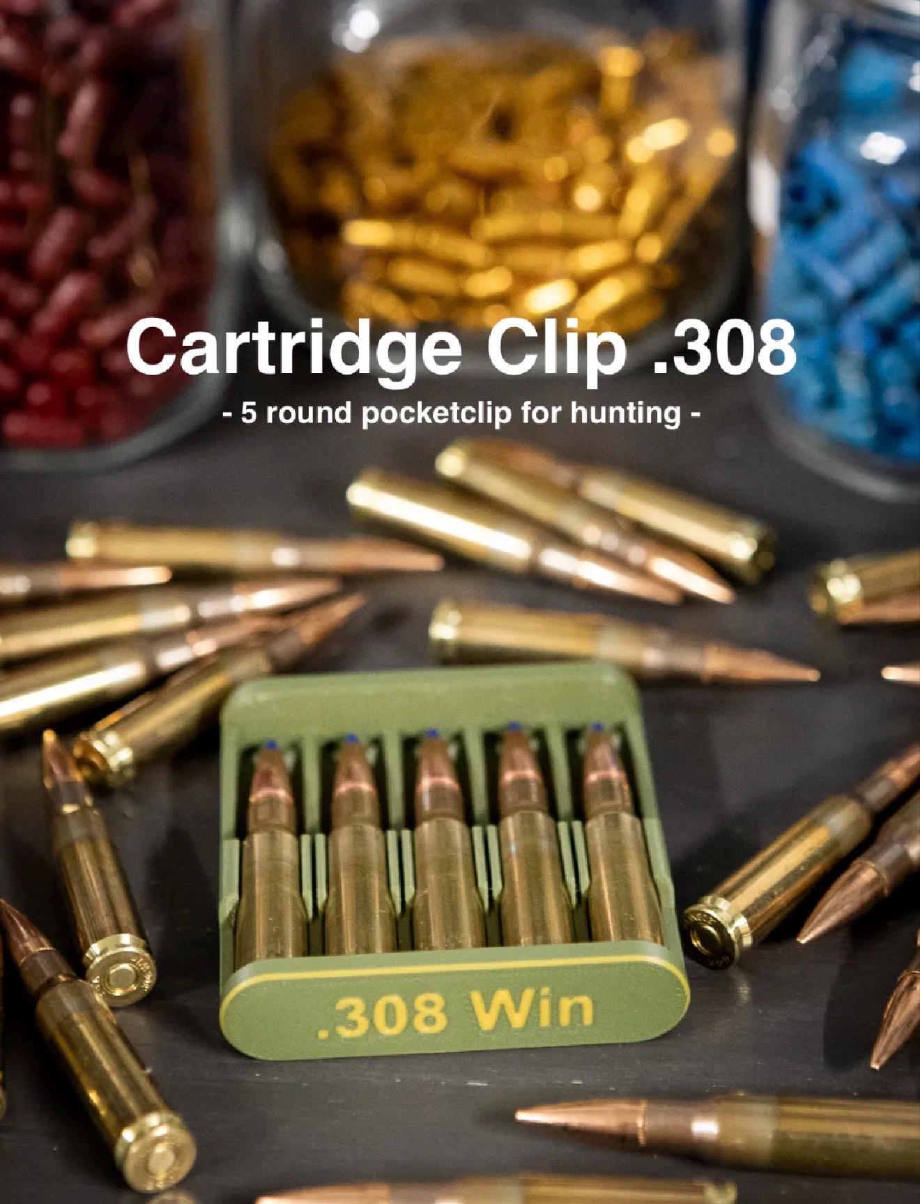 308 Winchester Ammo Storage Clip | 5 Round Storage Clip | Custom Colors
