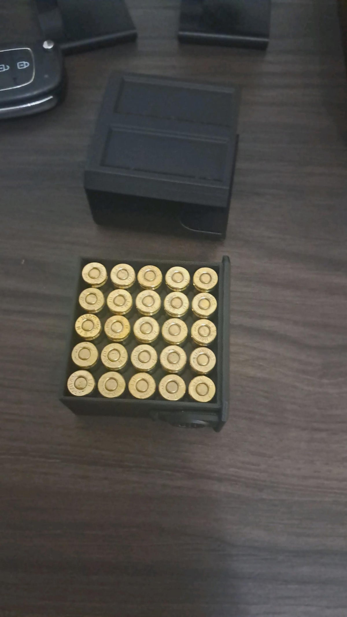 9MM Ammo Pocket Storage Box – 25 Round Stackable Case, Dual-Latch Organizer