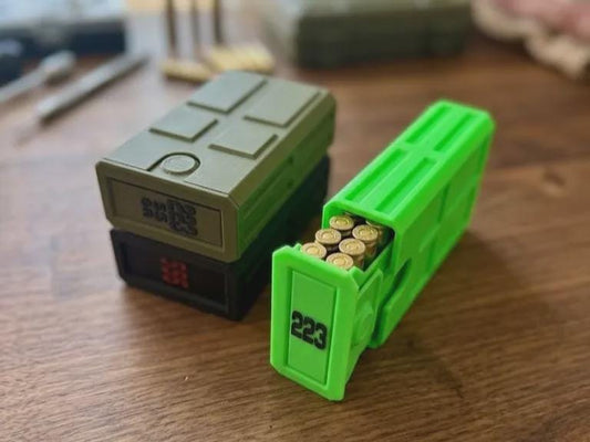 5.56 or .223 Ammo Box – 20 Round Stackable Ammunition Storage Case – Sliding Drawer with Dual Latches
