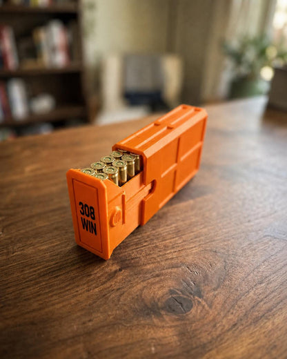 308 Winchester Magnum Ammo Box | 20 Round Stackable Storage Case | Dual-Latch Ammo Holder