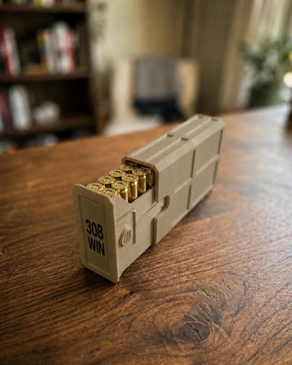 308 Winchester Magnum Ammo Box | 20 Round Stackable Storage Case | Dual-Latch Ammo Holder