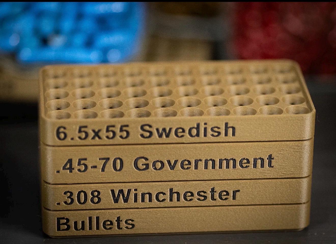 Custom Rifle Bullet Reloading Tray – Ammo Loading Block. Multiple Calibers and Colors- Listing 2