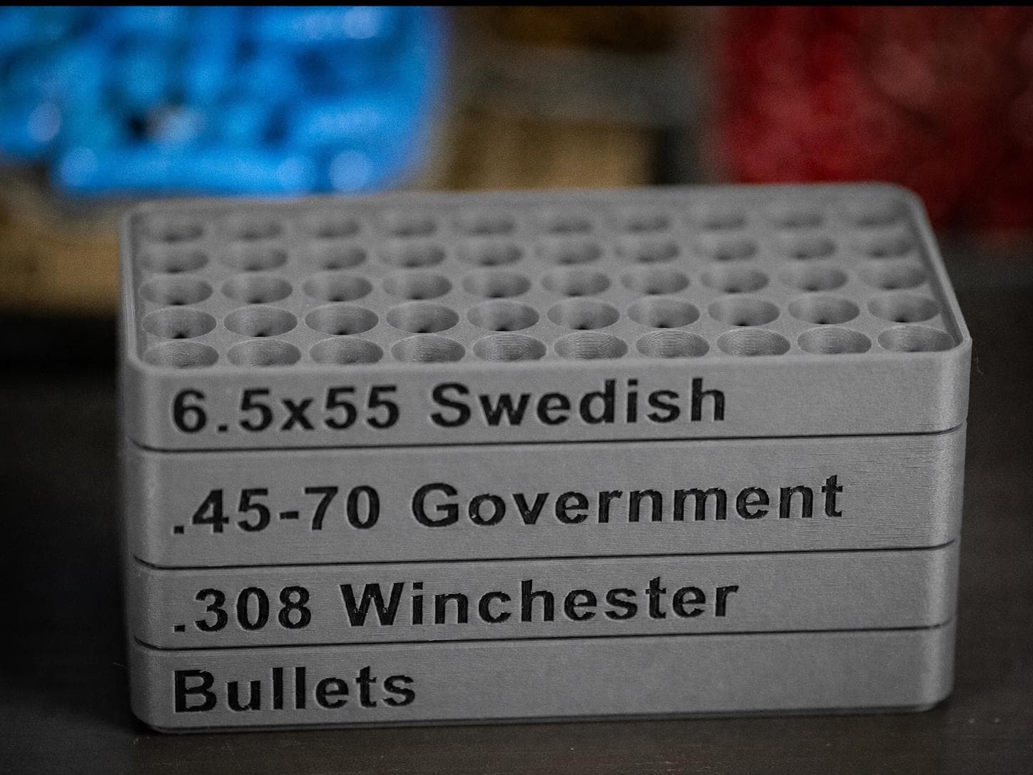 Custom Rifle Bullet Reloading Tray – Ammo Loading Block. Multiple Calibers and Colors