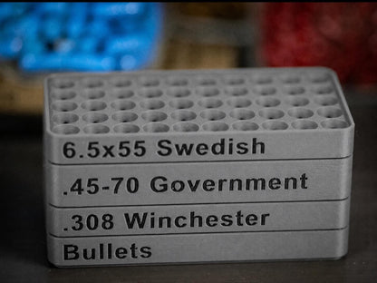 Custom Rifle Bullet Reloading Tray – Ammo Loading Block. Multiple Calibers and Colors