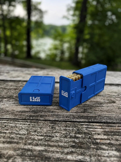 6.5x55 Swedish Ammo Box – 20 Round Stackable Ammunition Storage Case – Compact 3D Printed Rifle Cartridge Holder