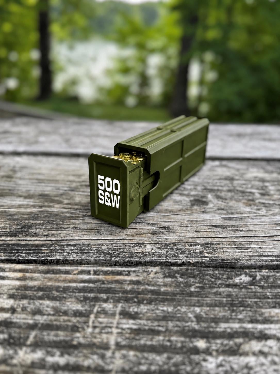 500 S&W Magnum Ammo Pocket Storage Box – 20 Round Stackable Case, Dual-Latch Organizer