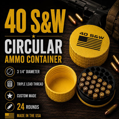 9MM Circular Frag Pattern 26 Rounds Ammo Case, Quick-Twist Lid, Multiple Color Options