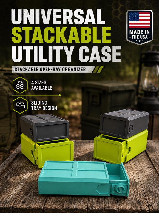 Universal Stackable Utility Case – Modular EDC Storage Box, Small Parts Organizer, Sliding Tool & Gear Case