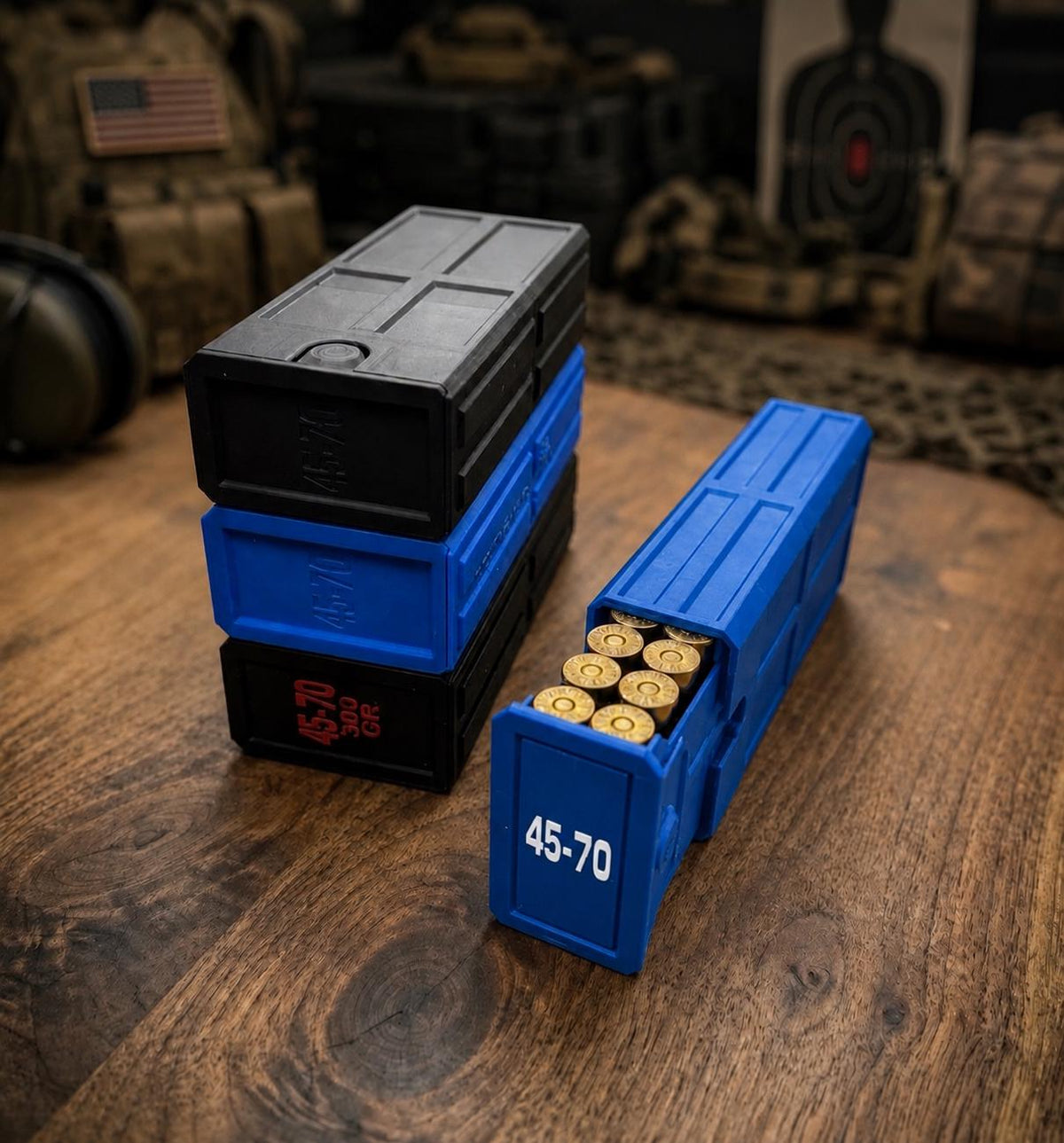 45-70 Government Ammo Box – 20 Round Stackable Ammo Storage Case, Sliding 3D Printed Range & Hunting Organizer