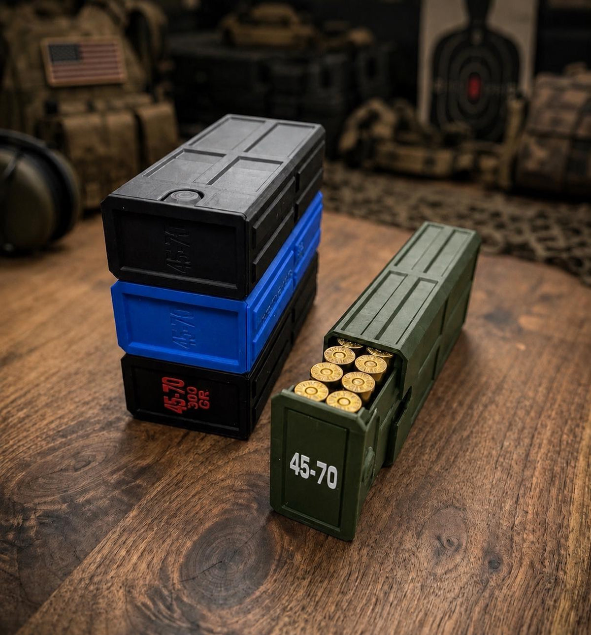 45-70 Government Ammo Box – 20 Round Stackable Ammo Storage Case, Sliding 3D Printed Range & Hunting Organizer