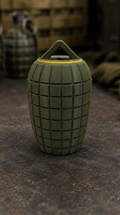 Rugged Grenade Style EDC Storage Container, Tactical Screw Top Capsule, Outdoor Gear Holder