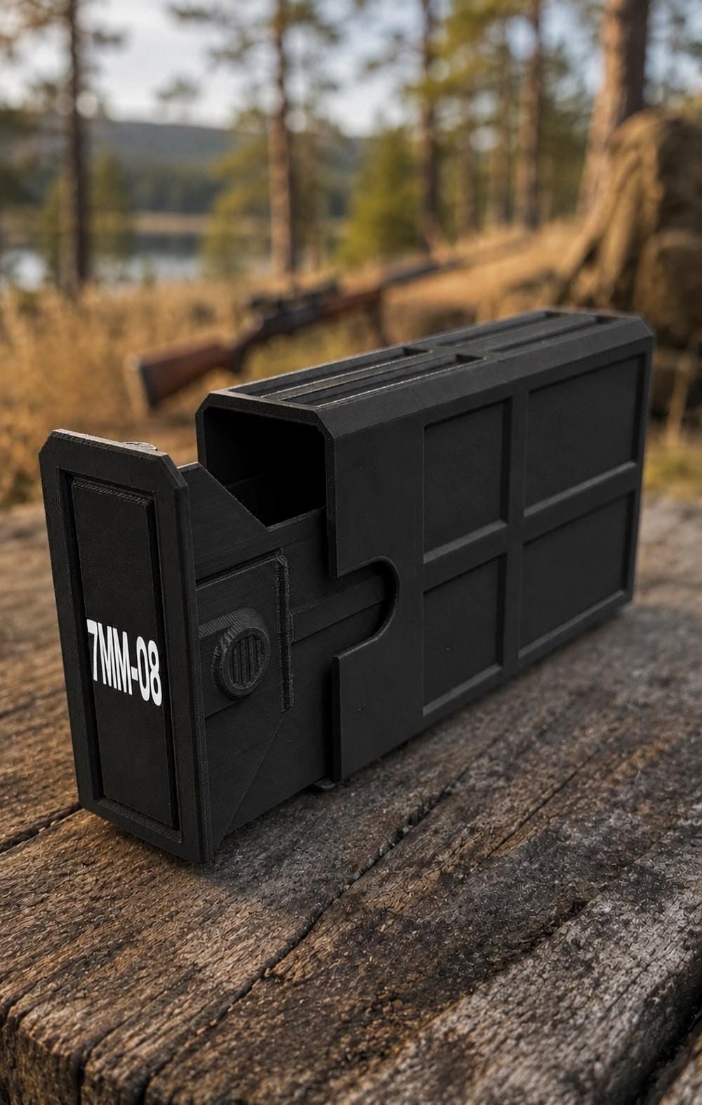 7mm-08 Remington Ammo Box | 20 Round Stackable Storage Case (3D Printed)