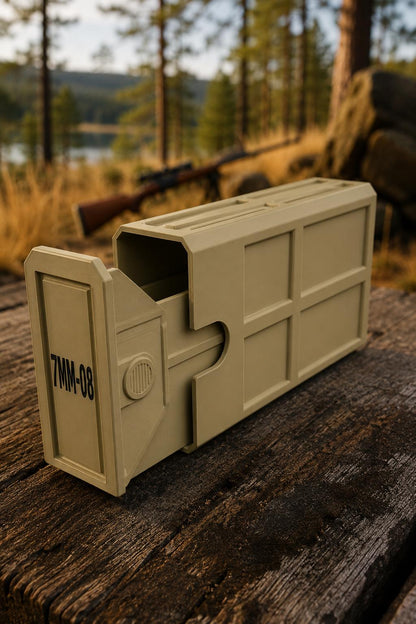 7mm-08 Remington Ammo Box | 20 Round Stackable Storage Case (3D Printed)