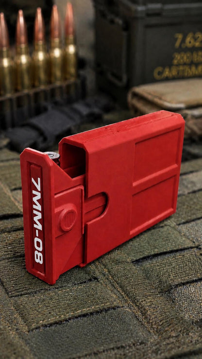 7mm-08 Remington Ammo Box | 8 Round Stackable Storage Case (3D Printed)