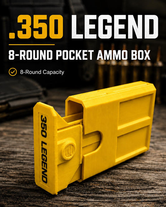 350 Legend 8 Round Pocket Ammo Box, Stackable Sliding Case, Made in USA