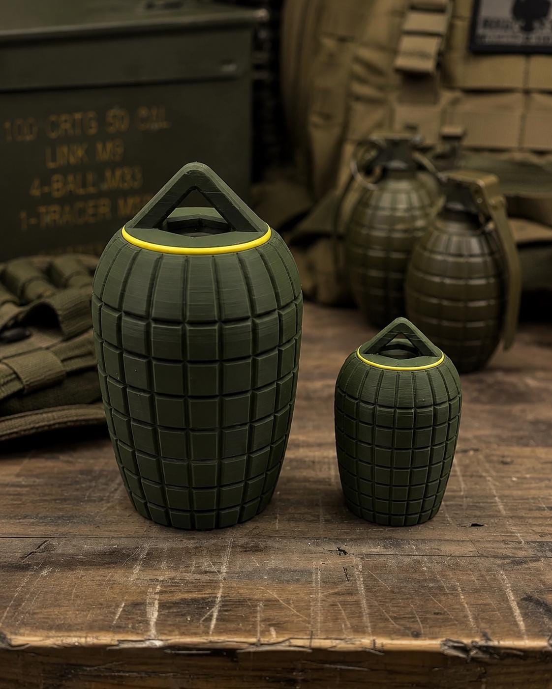 Rugged Grenade Style EDC Storage Container, Tactical Screw Top Capsule, Outdoor Gear Holder