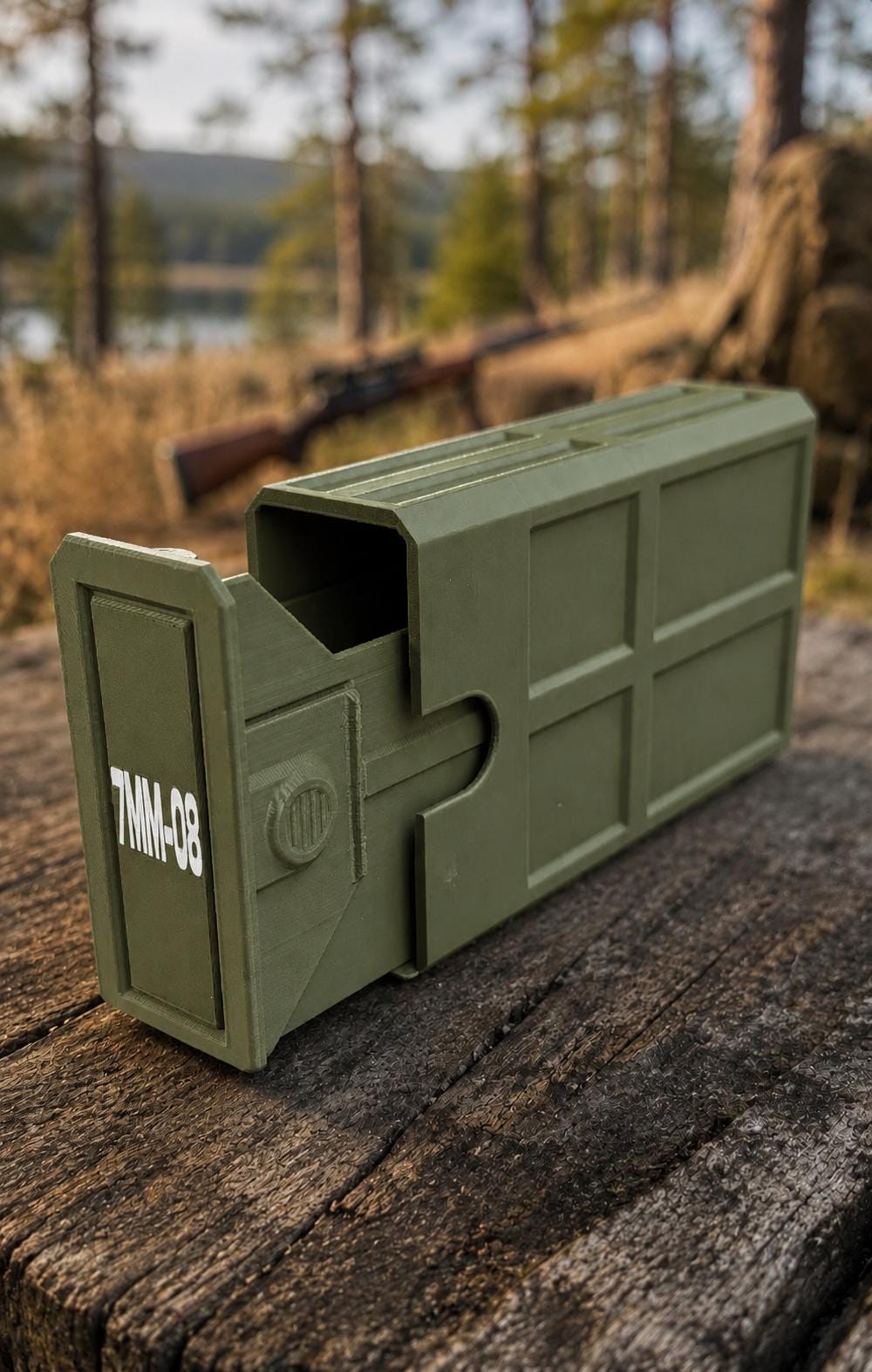 7mm-08 Remington Ammo Box | 20 Round Stackable Storage Case (3D Printed)