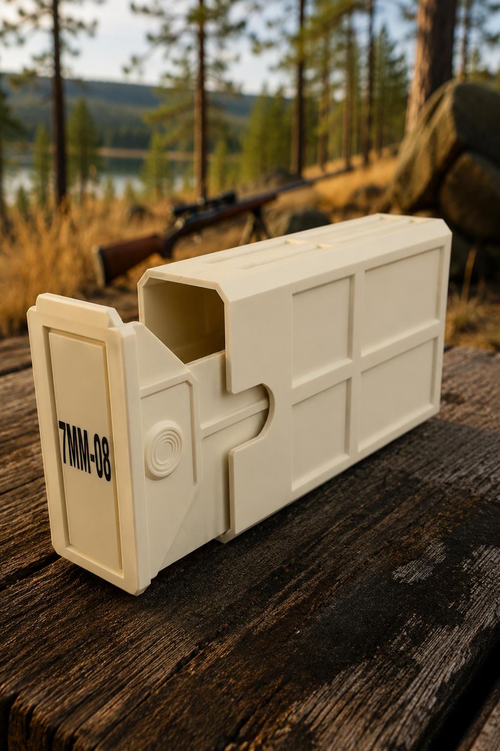 7mm-08 Remington Ammo Box | 20 Round Stackable Storage Case (3D Printed)