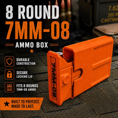 7mm-08 Remington Ammo Box | 8 Round Stackable Storage Case (3D Printed)