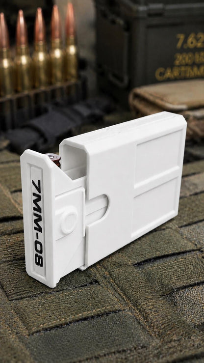 7mm-08 Remington Ammo Box | 8 Round Stackable Storage Case (3D Printed)