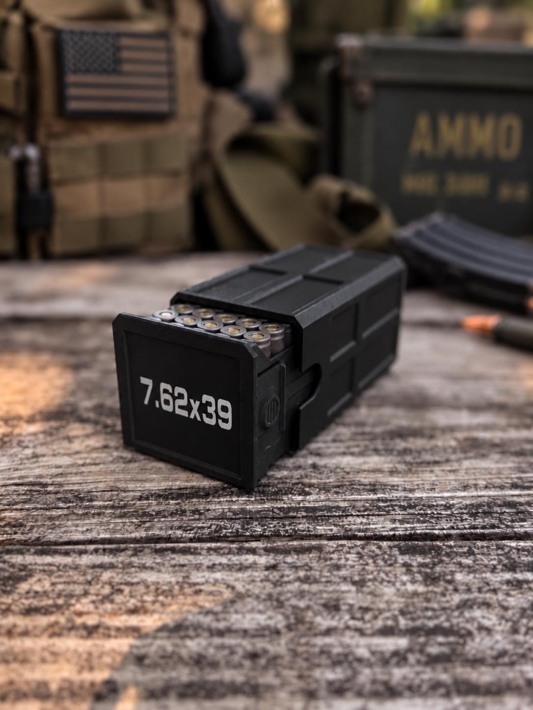 7.62x39 Ammo Box – 50 Round Stackable 3D Printed Storage Case (Made in USA)