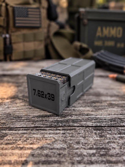 7.62x39 Ammo Box – 50 Round Stackable 3D Printed Storage Case (Made in USA)