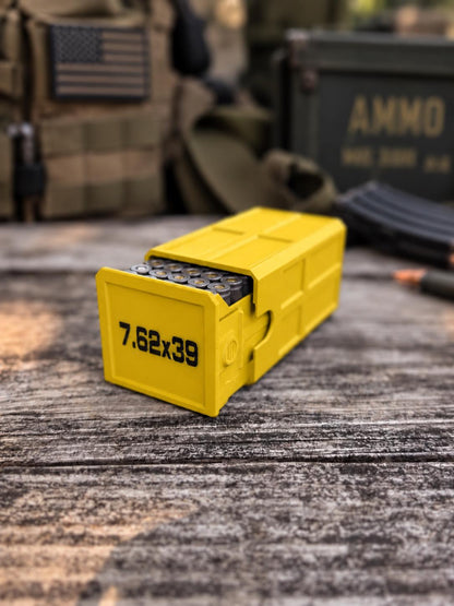 7.62x39 Ammo Box – 50 Round Stackable 3D Printed Storage Case (Made in USA)