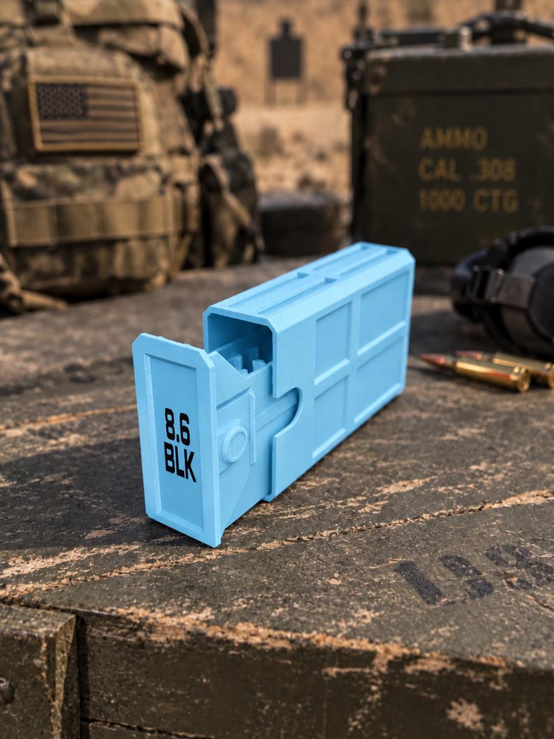 8.6 Blackout Ammo Box – 20 Round Stackable 3D Printed Case (PLA)