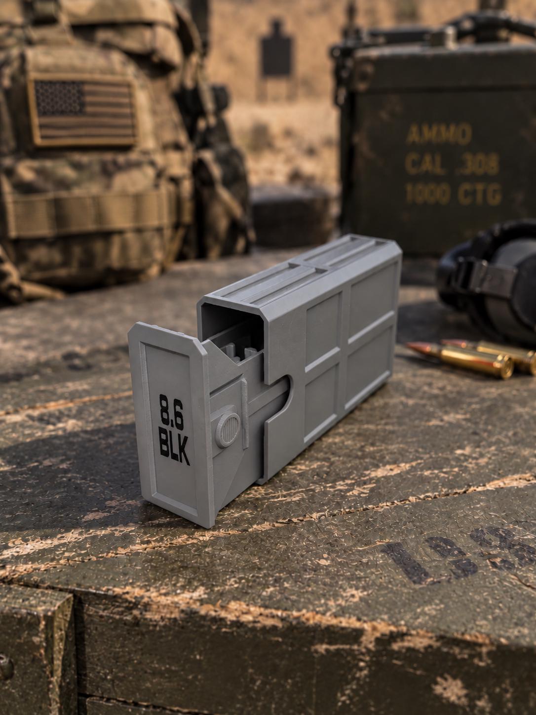 8.6 Blackout Ammo Box – 20 Round Stackable 3D Printed Case (PLA)