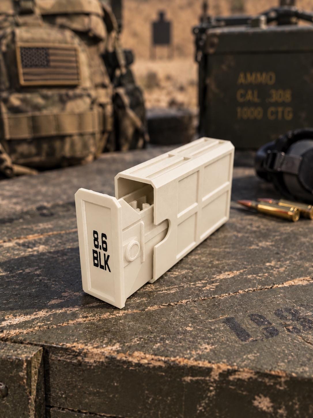 8.6 Blackout Ammo Box – 20 Round Stackable 3D Printed Case (PLA)