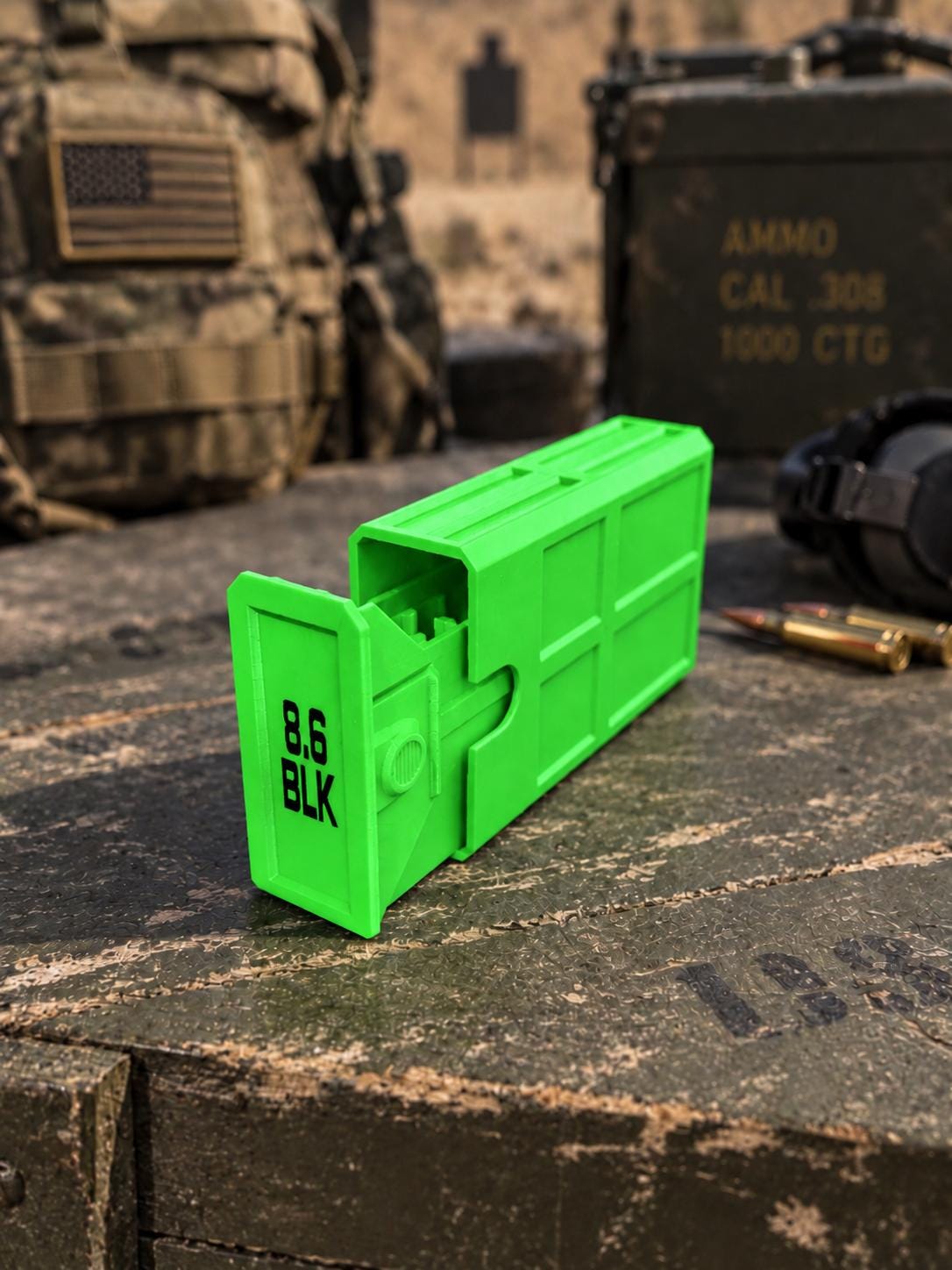 8.6 Blackout Ammo Box – 20 Round Stackable 3D Printed Case (PLA)