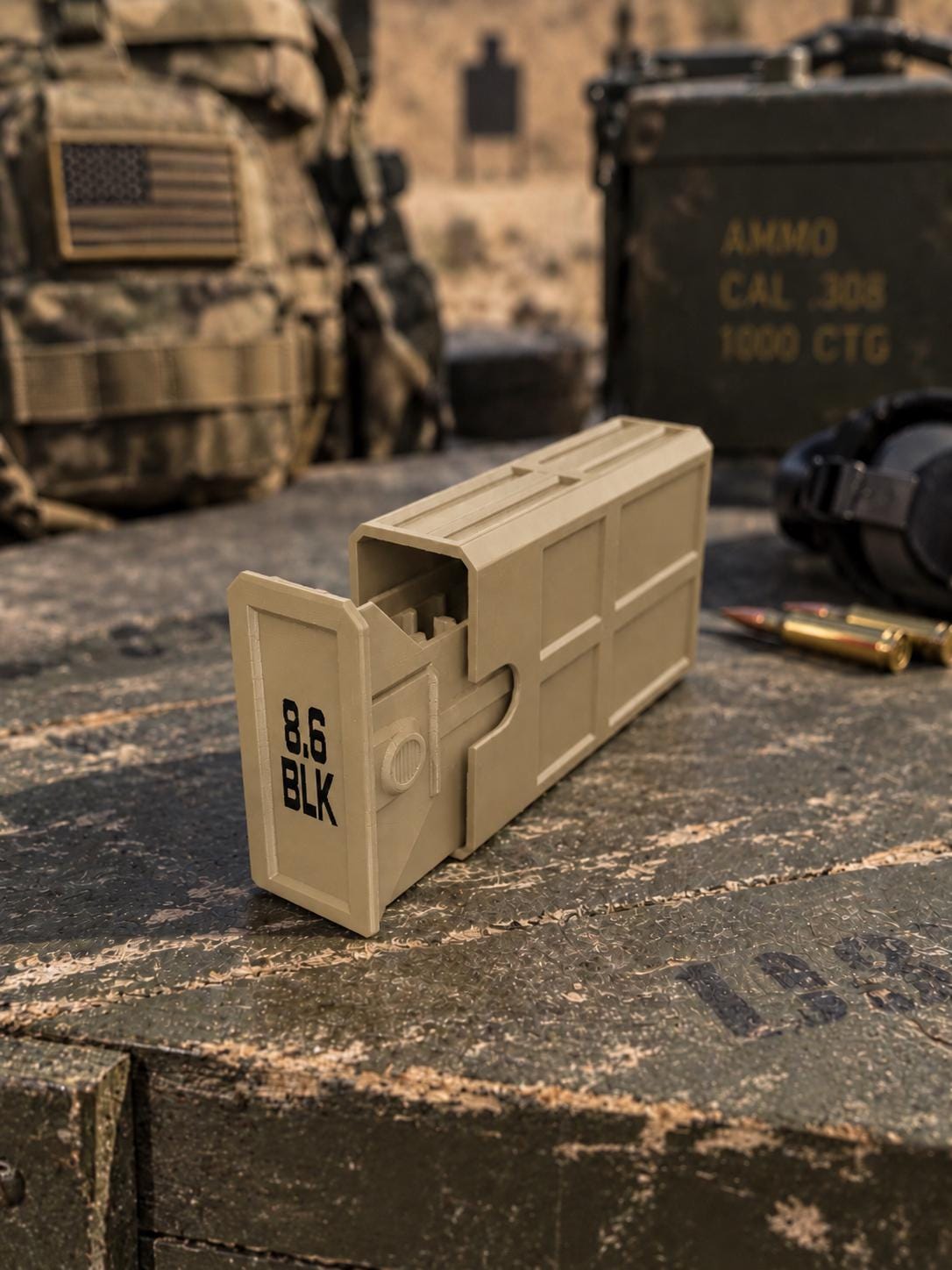 8.6 Blackout Ammo Box – 20 Round Stackable 3D Printed Case (PLA)