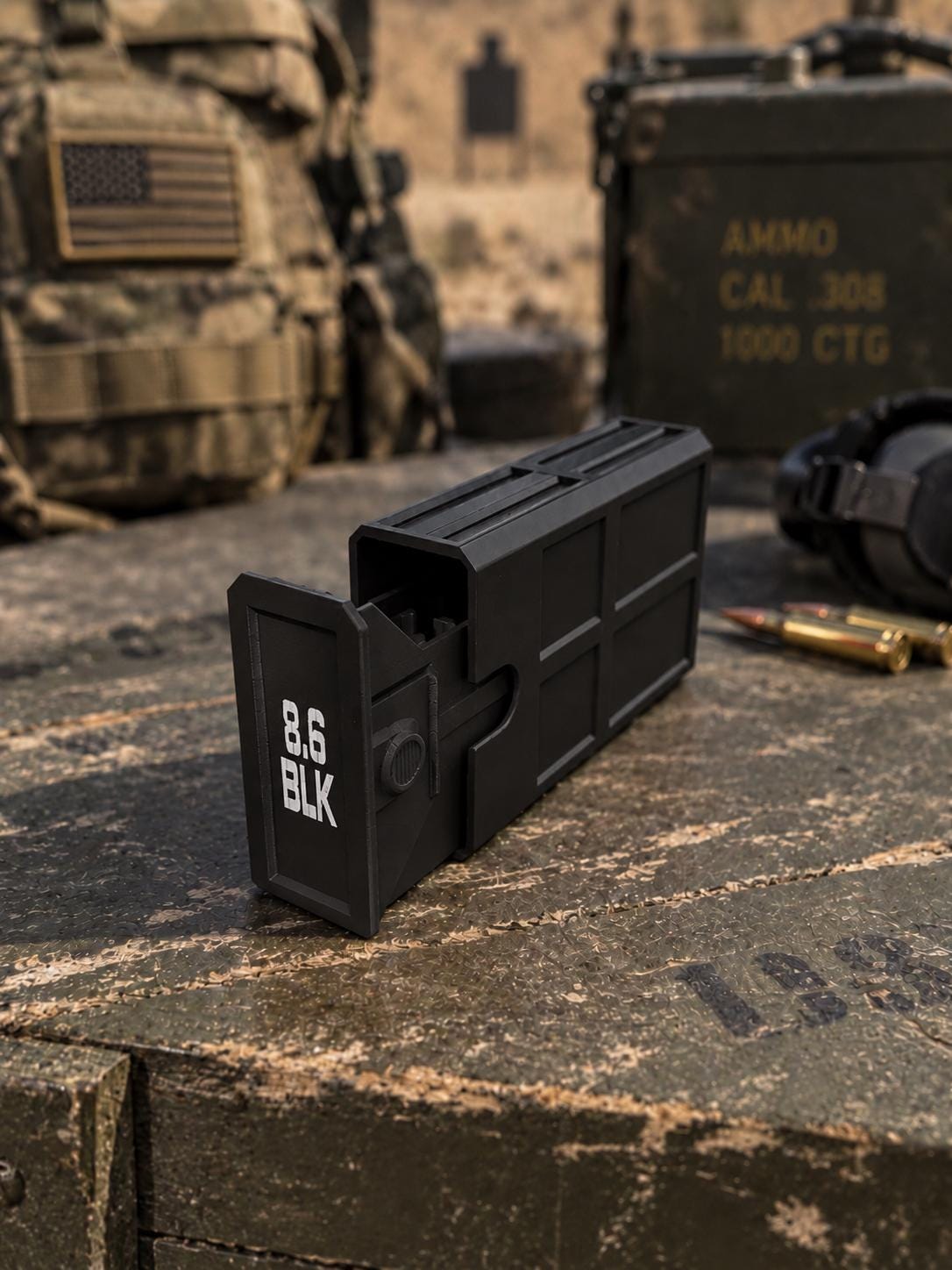 8.6 Blackout Ammo Box – 20 Round Stackable 3D Printed Case (PLA)