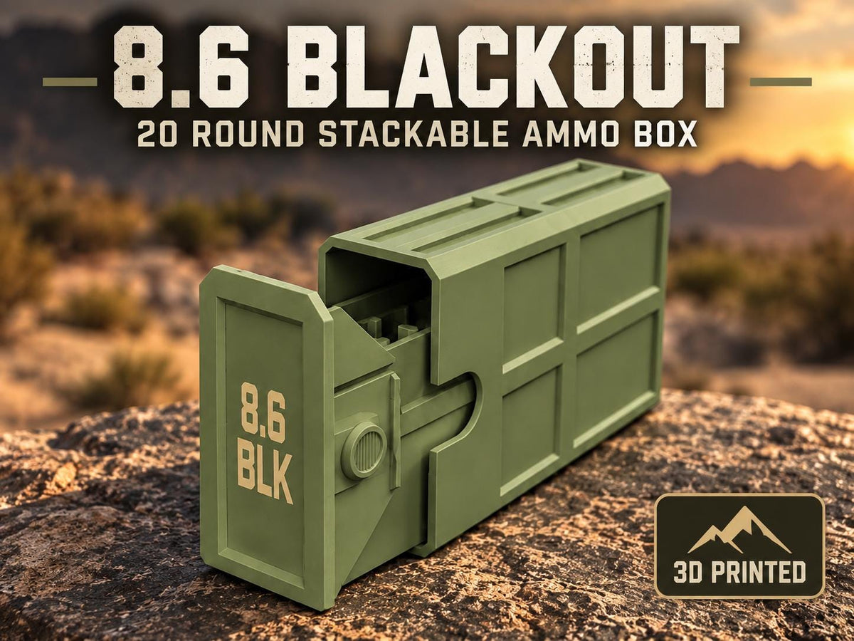 8.6 Blackout Ammo Box – 20 Round Stackable 3D Printed Case (PLA)