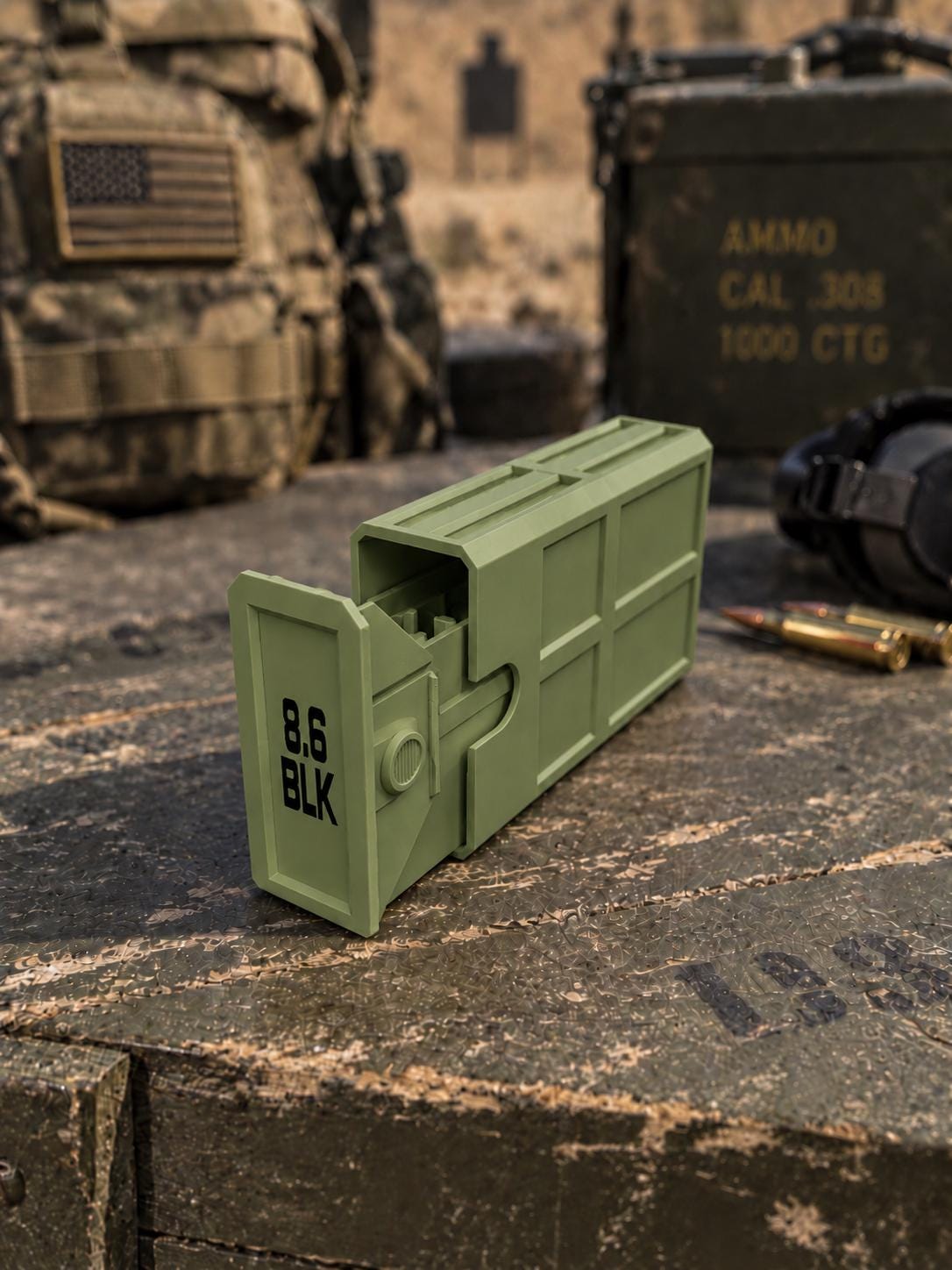 8.6 Blackout Ammo Box – 20 Round Stackable 3D Printed Case (PLA)