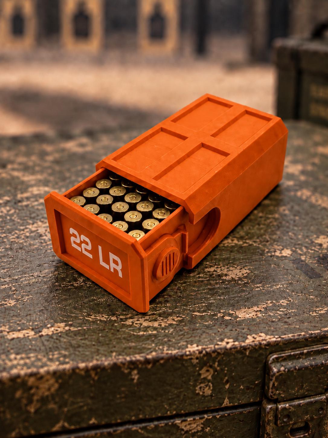 22LR Ammo Box – 50 Round Capacity – Compact Stackable Sliding Ammunition Storage Case