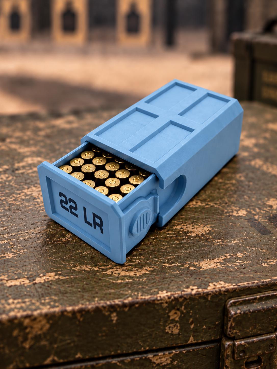 22LR Ammo Box – 50 Round Capacity – Compact Stackable Sliding Ammunition Storage Case