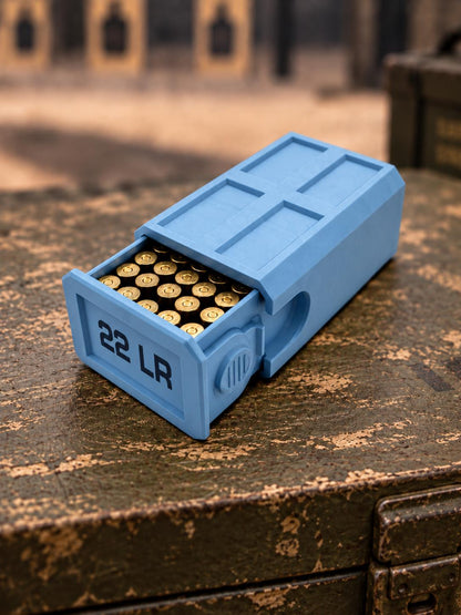 22LR Ammo Box – 50 Round Capacity – Compact Stackable Sliding Ammunition Storage Case