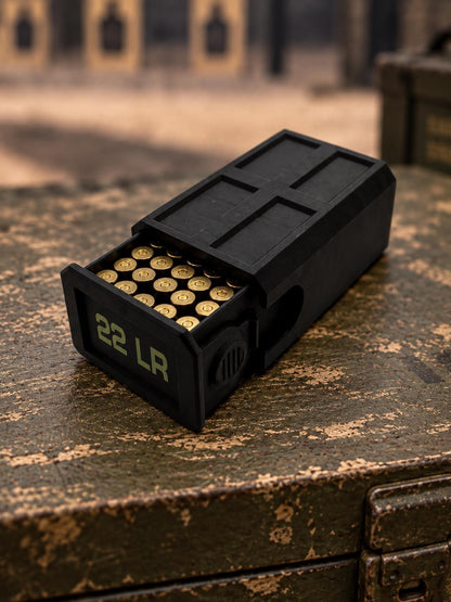 22LR Ammo Box – 50 Round Capacity – Compact Stackable Sliding Ammunition Storage Case