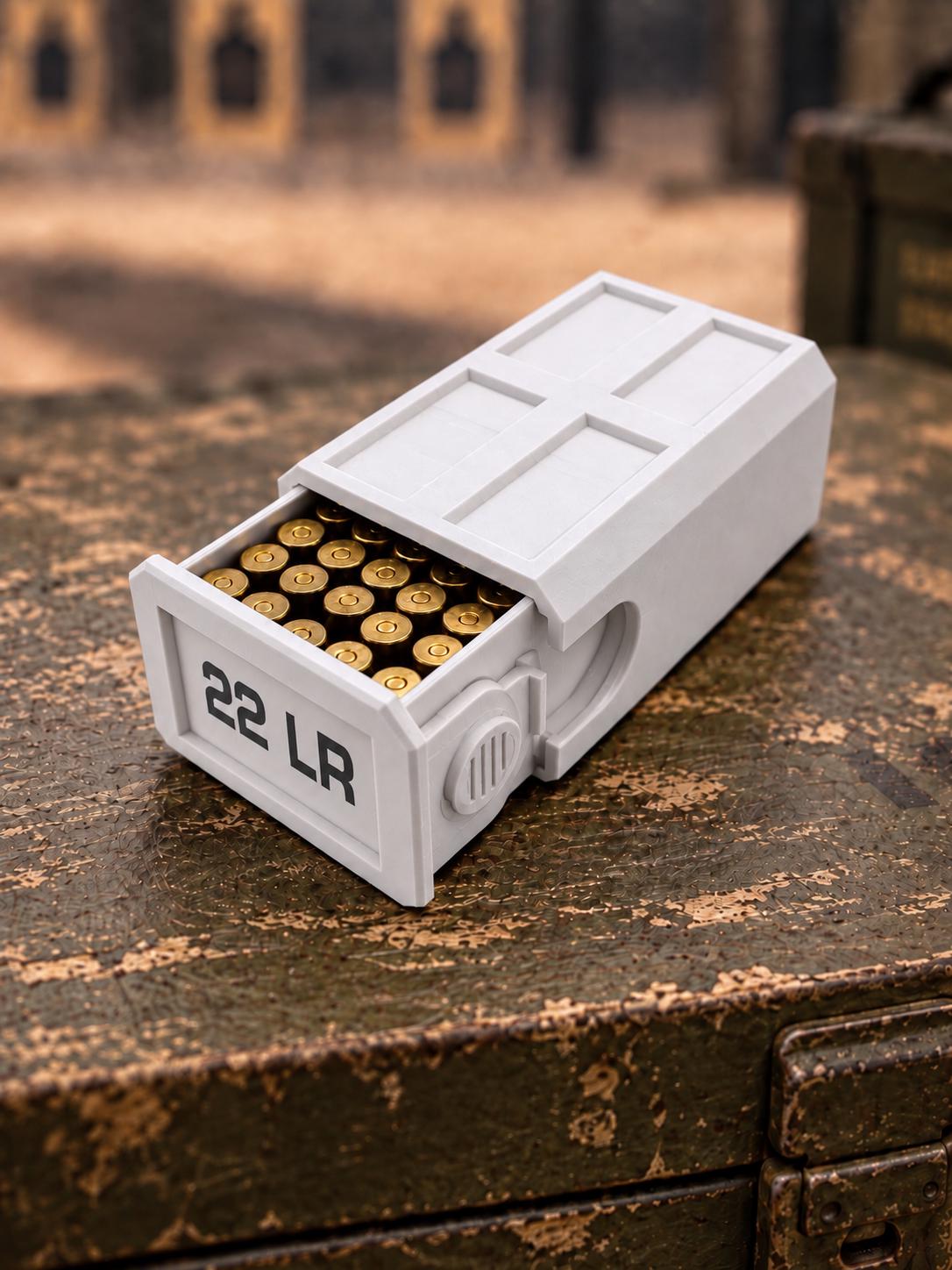 22LR Ammo Box – 50 Round Capacity – Compact Stackable Sliding Ammunition Storage Case