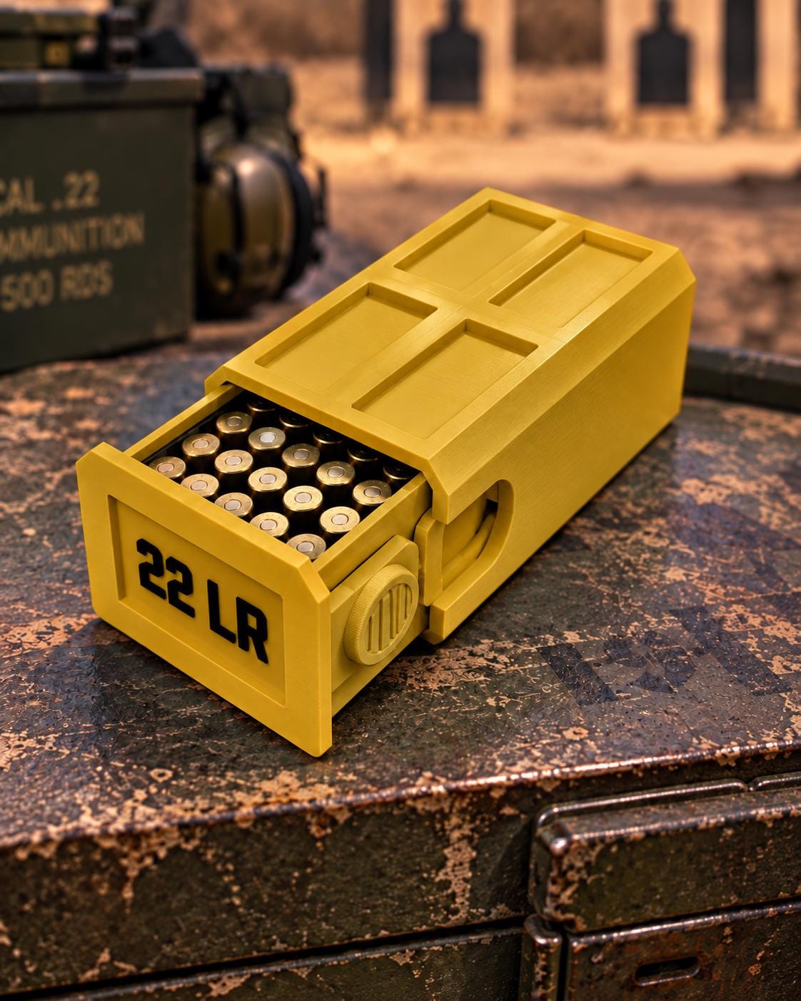 22LR Ammo Box – 50 Round Capacity – Compact Stackable Sliding Ammunition Storage Case