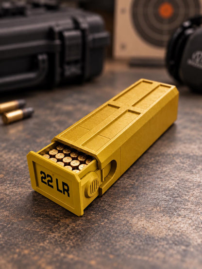 22LR Ammo Box – 100 Round Capacity – Compact Stackable Sliding Ammunition Storage Case