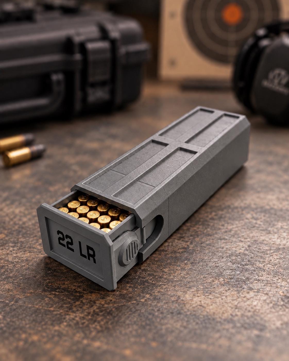 22LR Ammo Box – 100 Round Capacity – Compact Stackable Sliding Ammunition Storage Case