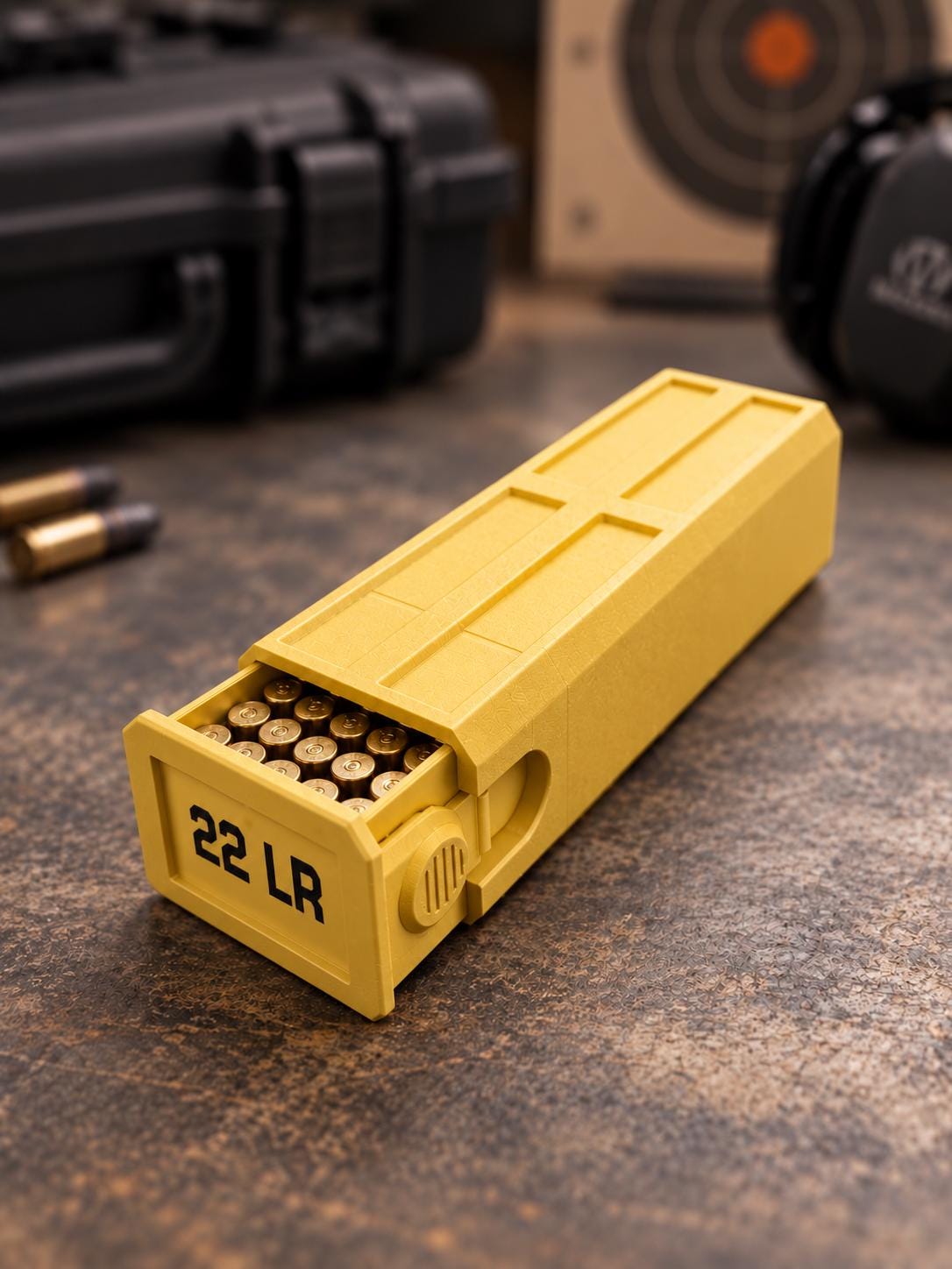 22LR Ammo Box – 100 Round Capacity – Compact Stackable Sliding Ammunition Storage Case