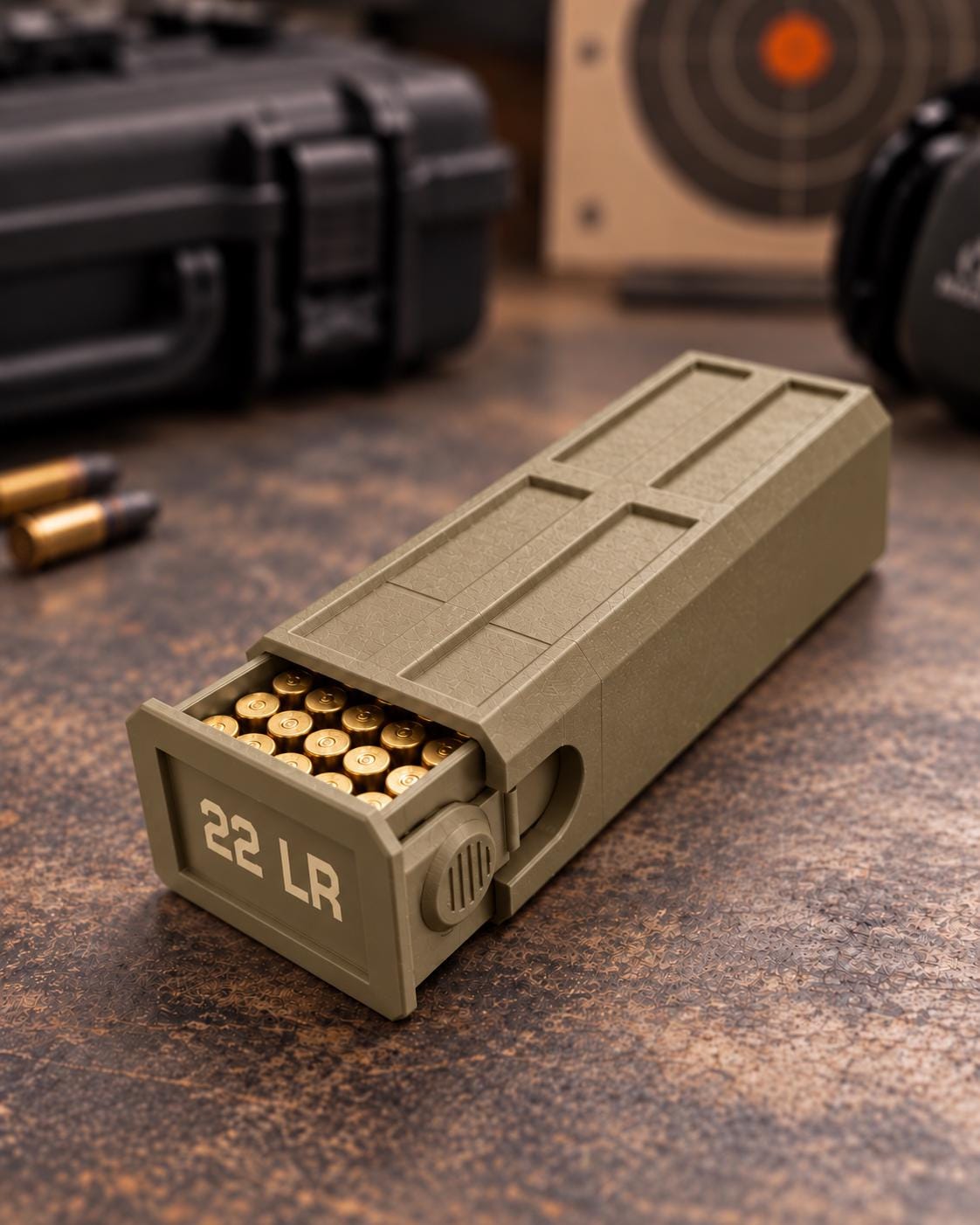 22LR Ammo Box – 100 Round Capacity – Compact Stackable Sliding Ammunition Storage Case