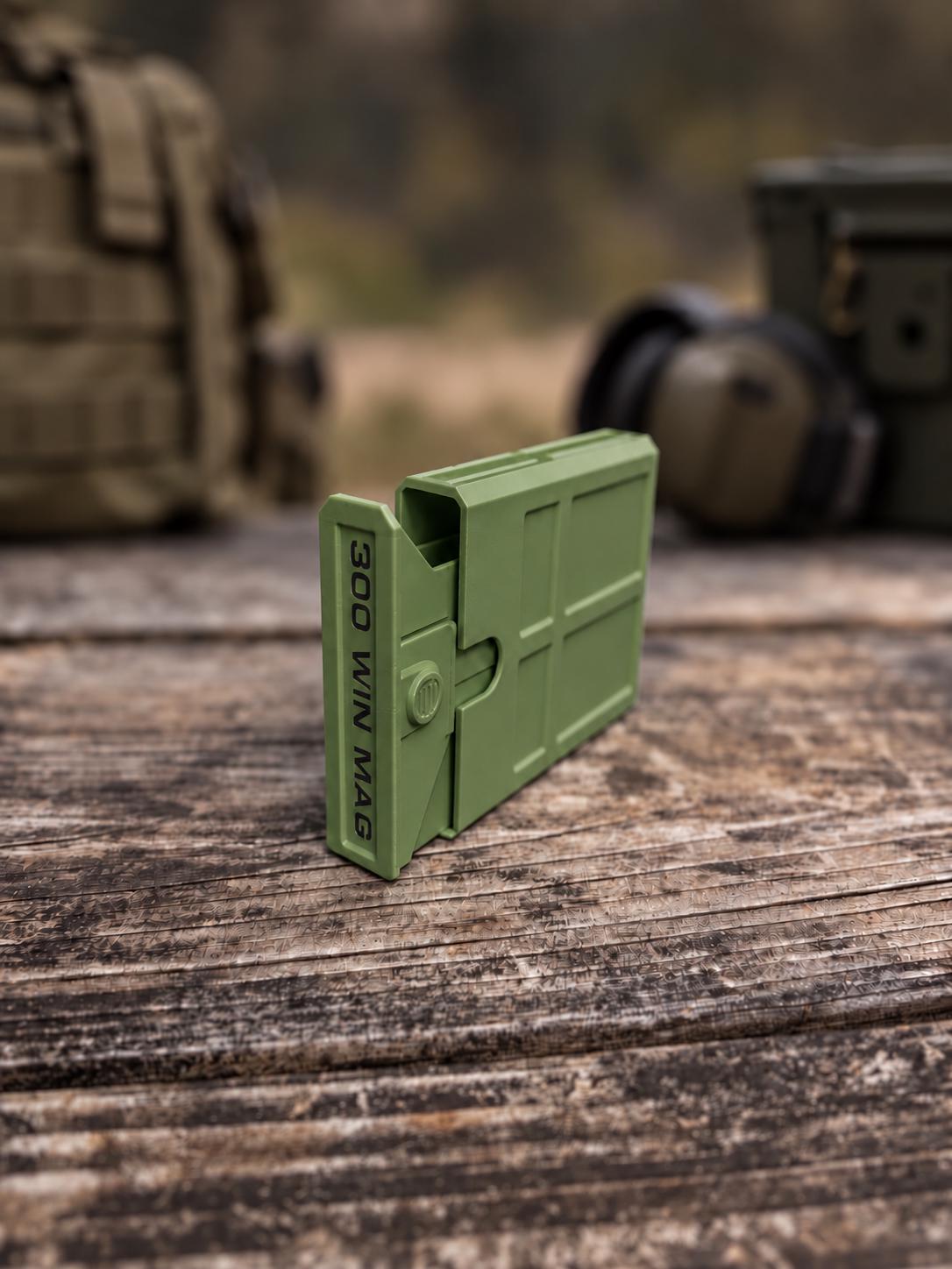 300 Winchester Magnum Ammo Box | 8 Round Pocket Stackable Compact Storage Case | Dual-Latch Ammo Holder
