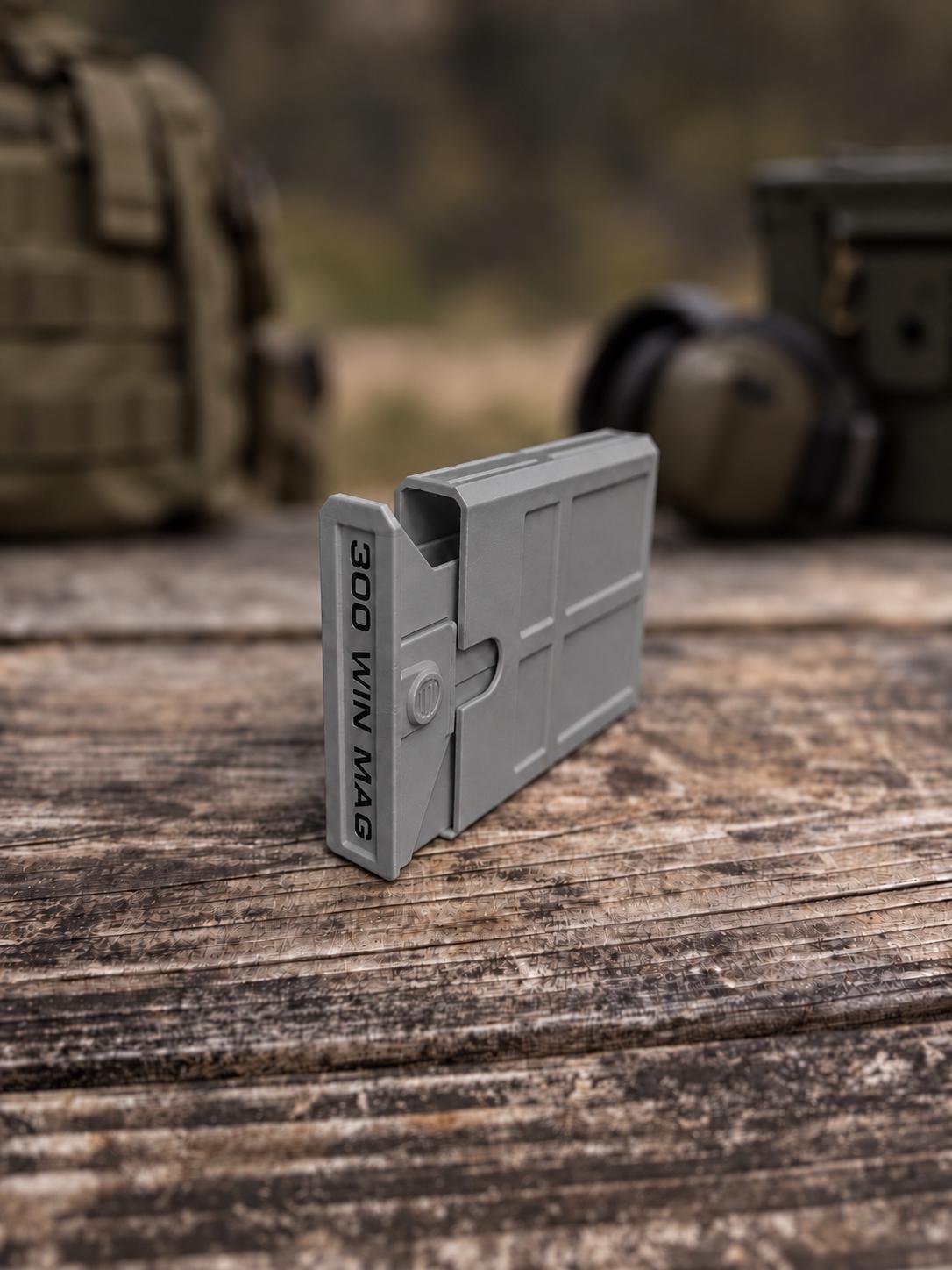 300 Winchester Magnum Ammo Box | 8 Round Pocket Stackable Compact Storage Case | Dual-Latch Ammo Holder